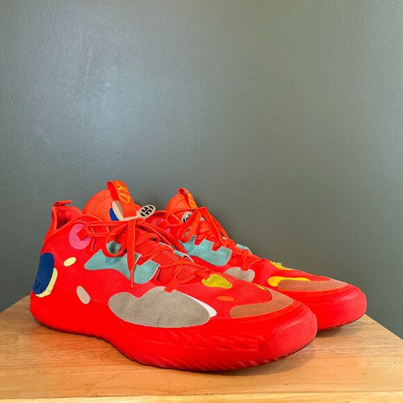 Adidas Harden Vol 5 Futurenatural Solar Red Multicolor Basketball Shoes 17 - Picture 1 of 9